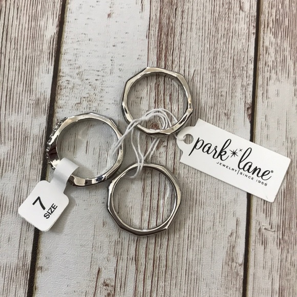 Park Lane “Diamond Dust” Silver Ring Trio Size 7 - Picture 2 of 5